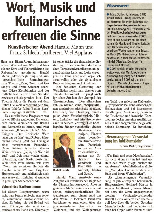 Zeitungsbericht zum 5. Weinetikett
